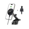 Tech-Protect MM15W-V4 MagSafe магнитна стойка за автомобил (за табло/вентилационна решетка) с безжично зарядно 15W – черна - Tech-Protect MM15W-V4 MagSafe магнитна стойка за автомобил (за табло/вентилационна решетка) с безжично зарядно 15W – черна - 5906302361076
