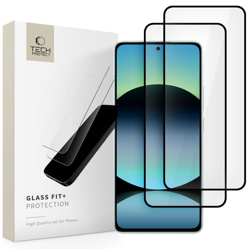 Tech-Protect Glass Fit+ Tempered Glass 2-Pack за Xiaomi Redmi Note 14 4G/5G и Poco M7 Pro 5G (Black) - 5906302361281