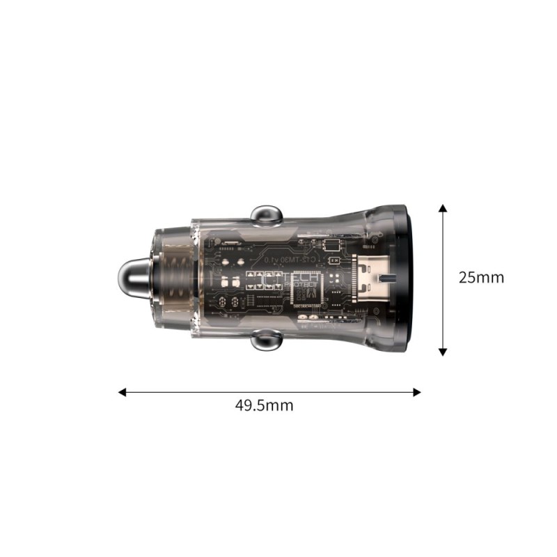 TECH-PROTECT CC01 2-порт зарядно за кола PD 45W / QC3.0, черно - TECH-PROTECT CC01 2-порт зарядно за кола PD 45W / QC3.0, черно - 5906302361298