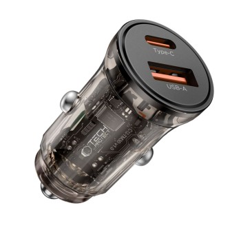 Tech-Protect CC01 двупортова зарядна за кола PD 30W / QC3.0, черна Tech-Protect CC01 двупортова зарядна за кола PD 30W / QC3.0, черна