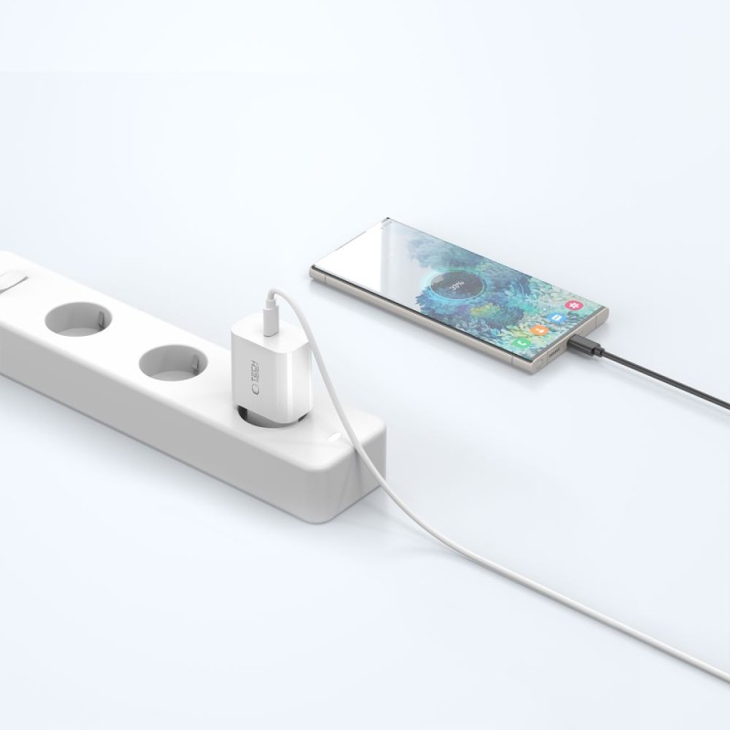 TECH-PROTECT NC20W зарядно за мрежа 20W с 1 порт PD + USB-C кабел 100 см (бяло) - TECH-PROTECT NC20W зарядно за мрежа 20W с 1 порт PD + USB-C кабел 100 см (бяло) - 5906302361588