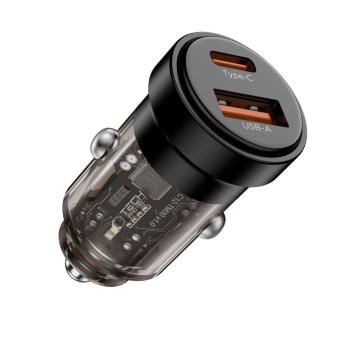 TECH-PROTECT CC03 2-портова зарядна за кола PD 30W / QC3.0 (черна) TECH-PROTECT CC03 2-портова зарядна за кола PD 30W / QC3.0 (черна)