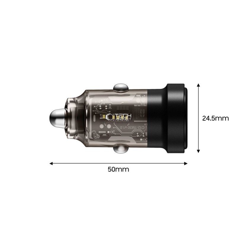 TECH-PROTECT CC03 2-портова зарядна за кола PD 30W / QC3.0 (черна) - TECH-PROTECT CC03 2-портова зарядна за кола PD 30W / QC3.0 (черна) - 5906302361649