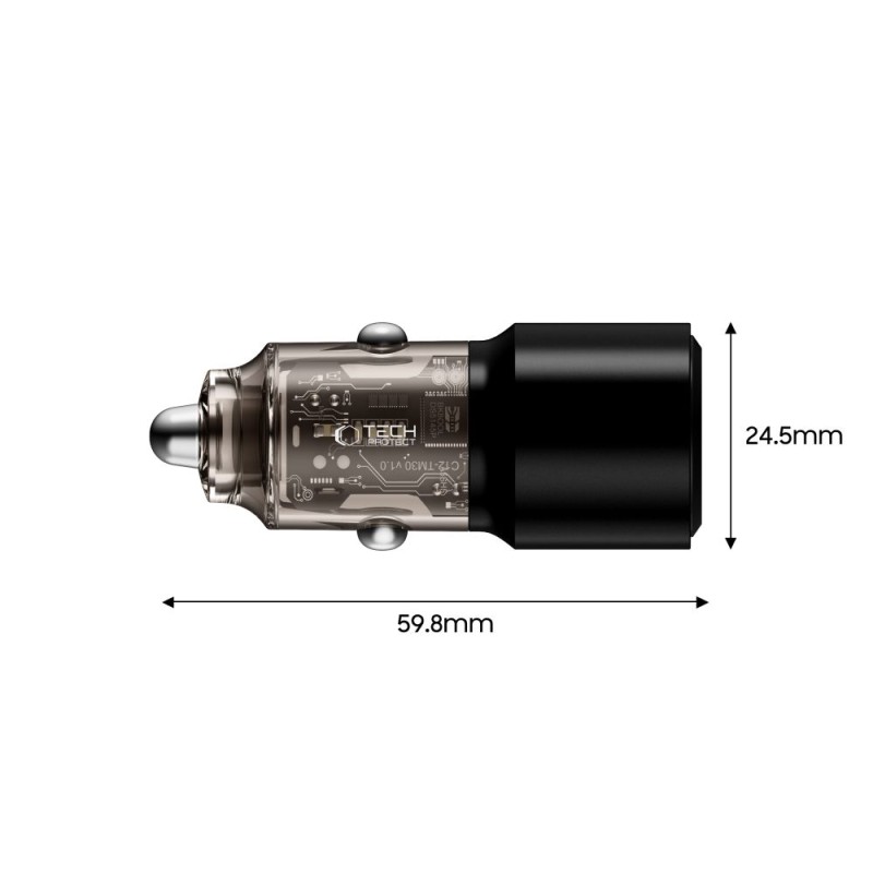TECH-PROTECT CC03 2-порторно зарядно за автомобил с PD 100W, черно - TECH-PROTECT CC03 2-порторно зарядно за автомобил с PD 100W, черно - 5906302361687