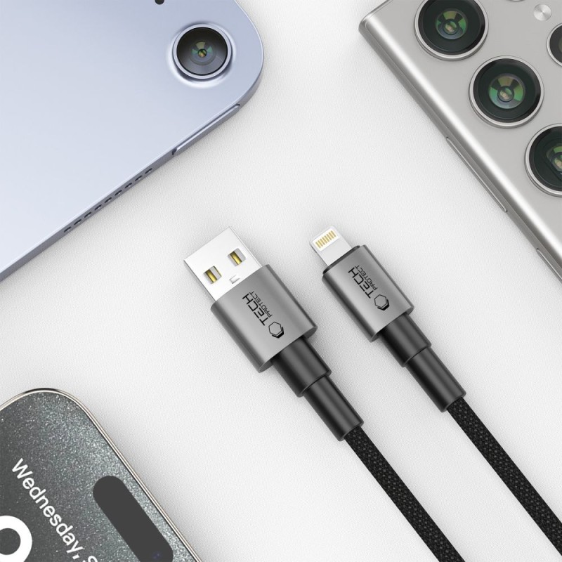 Tech-Protect UltraBoost DNA Lightning кабел 12W / 3A 25 см – железно сив - Tech-Protect UltraBoost DNA Lightning кабел 12W / 3A 25 см – железно сив - 5906302361731