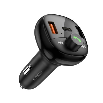 TECH-PROTECT CC06 3-порт зарядно за кола с PD 72W + FM предавател с Bluetooth, черно TECH-PROTECT CC06 3-порт зарядно за кола с PD 72W + FM предавател с Bluetooth, черно