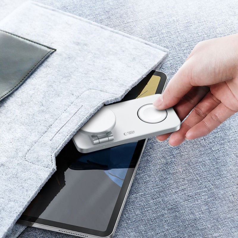 TECH-PROTECT QI15W-A47 3в1 магнитно MagSafe безжично зарядно (бяло) - TECH-PROTECT QI15W-A47 3в1 магнитно MagSafe безжично зарядно (бяло) - 5906302362530