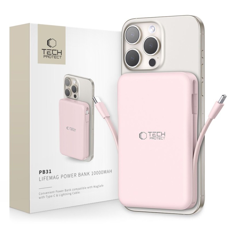 Tech-Protect PB31 LifeMag MagSafe power bank 10000 mAh (розов) - 5906302362790