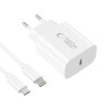 TECH-PROTECT NC20W мрежово зарядно 1-порт PD 20W + кабел Lightning, бяло - TECH-PROTECT NC20W мрежово зарядно 1-порт PD 20W + кабел Lightning, бяло - 5906302362899