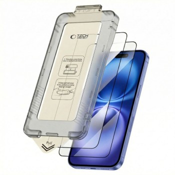 Tech-Protect Quick Set+ 9H закалено стъкло за iPhone 15 / 16 (2 броя) – черно Tech-Protect Quick Set+ 9H закалено стъкло за iPhone 15 / 16 (2 броя) – черно