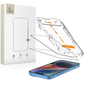 Tech-Protect Quick Set+ закалено стъкло за iPhone 13 / 13 Pro / 14 / 16E / 17E (2 бр.) Black