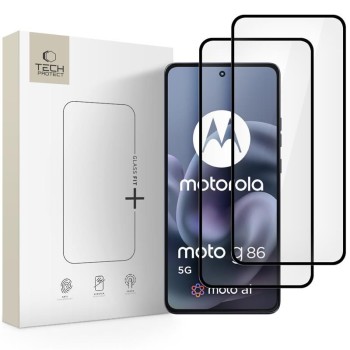 Tech-Protect Glass Fit+ 2-пак темперирано стъкло за Motorola Moto G86 5G / G86 Power 5G (черно)