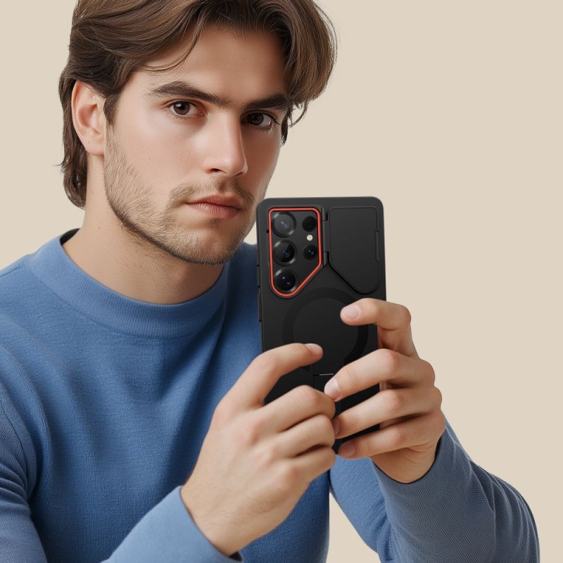 TECH-PROTECT KEVLAR AURA MagSafe кейс за Galaxy S25 Ultra Black/Orange - TECH-PROTECT KEVLAR AURA MagSafe кейс за Galaxy S25 Ultra Black/Orange - 5906302363261