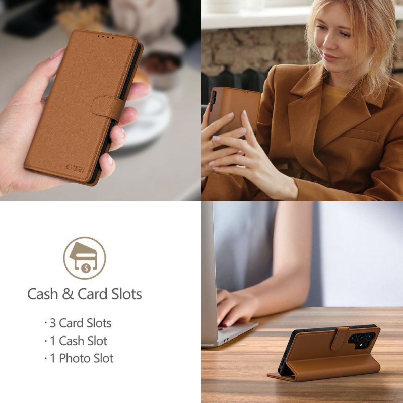 TECH-PROTECT Wallet калъф за iPhone 16E / 17E Brown - TECH-PROTECT Wallet калъф за iPhone 16E / 17E Brown - 5906302363339