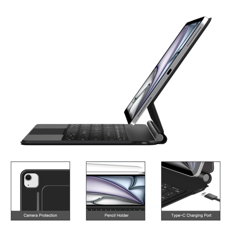 Tech-Protect SmartCase Magnetic + Bluetooth клавиатура за iPad Pro 12.9” (4/5/6 gen 2020-2022) и iPad Air 13” (1/2/3 gen 2024-2026) Black - Tech-Protect SmartCase Magnetic + Bluetooth клавиатура за iPad Pro 12.9” (4/5/6 gen 2020-2022) и iPad Air 13” (1/2/3 gen 2024-2026) Black - 5906302363452