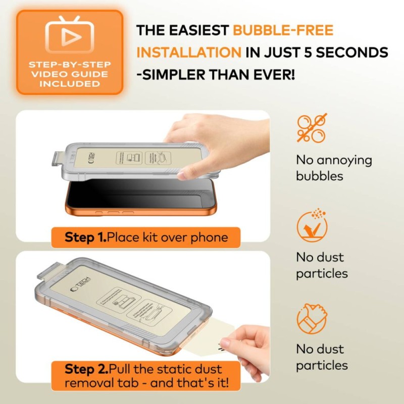Tech-Protect Quick Set+ Темперирано стъкло 9H, 2 броя за Samsung Galaxy S24 / S25 (прозрачно) - 5906302363605