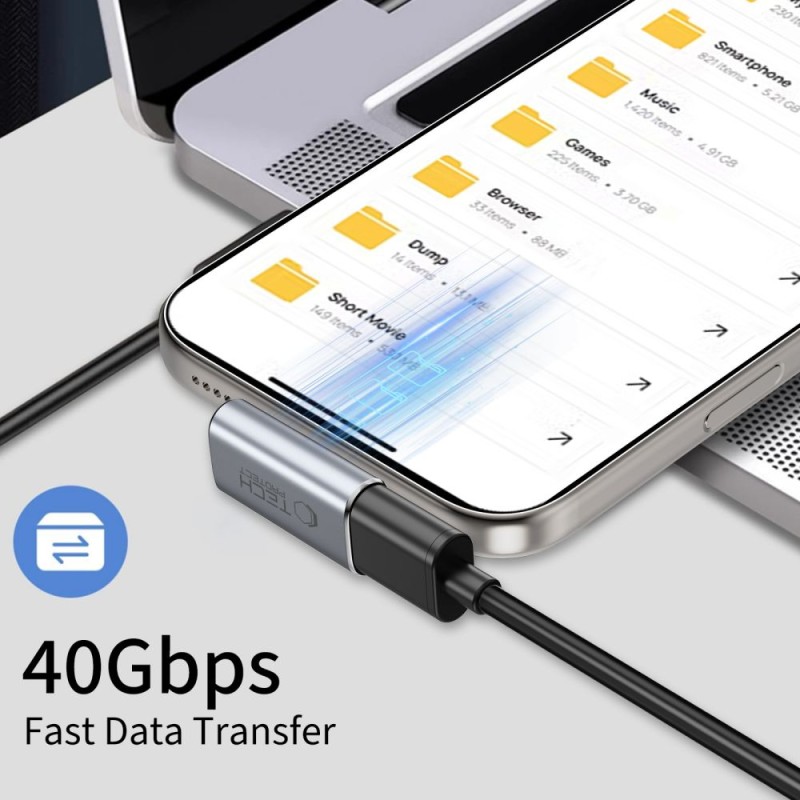 Tech-Protect UltraBoost AA03 ъглов адаптер USB-C (сив) - 5906302367986