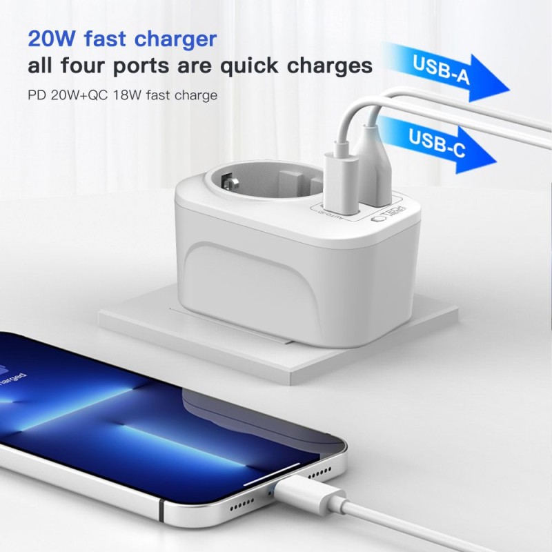 Tech-Protect TA100 Travel Adapter UK към EU (бял) - 5906302368525
