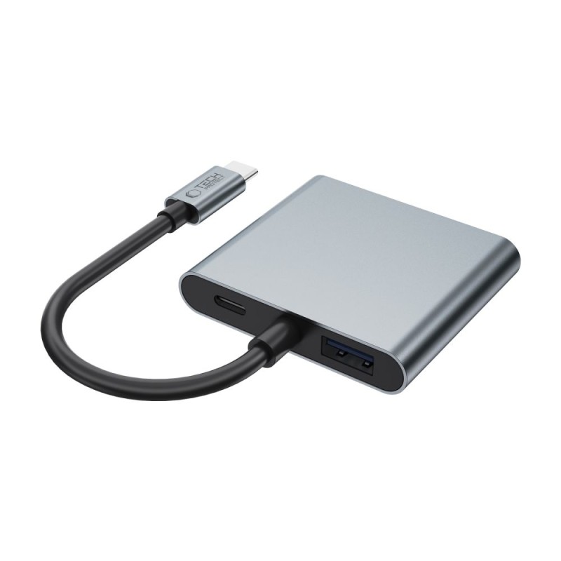 TECH-PROTECT HB08 HUB адаптер 4в1 Type-C + USB 2.0 + 2× HDMI 4K 60Hz, space grey - TECH-PROTECT HB08 HUB адаптер 4в1 Type-C + USB 2.0 + 2× HDMI 4K 60Hz, space grey - 5906302368624