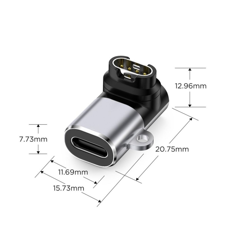 Tech-Protect UltraBoost адаптер Type-C към часовници Garmin, сив - Tech-Protect UltraBoost адаптер Type-C към часовници Garmin, сив - 5906302368709