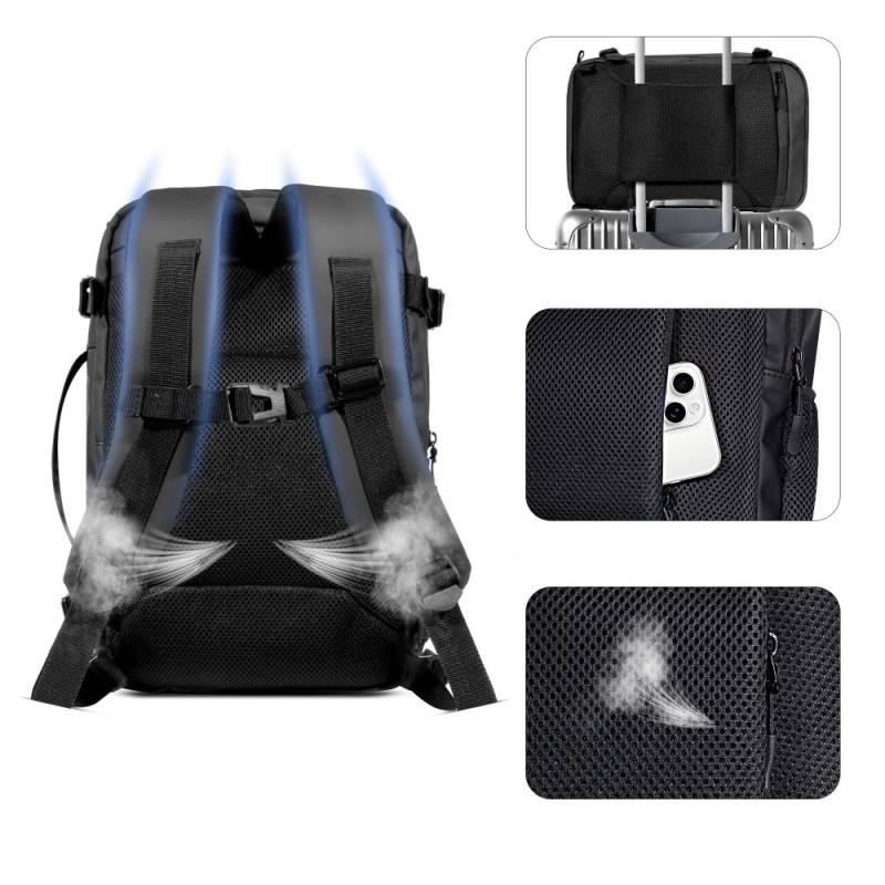 Tech-Protect Defender S50 раница за лаптоп Ryanair & Wizz Air, 20L, 40x20x25 см, черна - 5906302368808