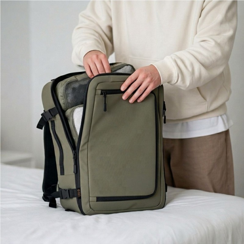 Tech-Protect Defender S50 туристическа раница за лаптоп за Ryanair & Wizz Air 20L 40x20x25 маслинено зелено - 5906302368815