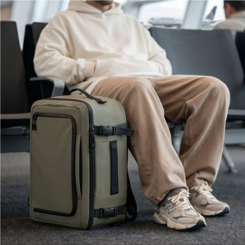 Tech-Protect Defender S50 туристическа раница за лаптоп за Ryanair & Wizz Air 20L 40x20x25 маслинено зелено - 5906302368815