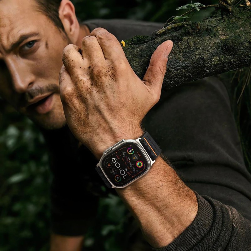 TECH-PROTECT NYLON SLIP каишка за Apple Watch 8 / 9 / 10 / 11 / SE / ULTRA (44 / 45 / 46 / 49 мм) черна - TECH-PROTECT NYLON SLIP каишка за Apple Watch 8 / 9 / 10 / 11 / SE / ULTRA (44 / 45 / 46 / 49 мм) черна - 5906302368853