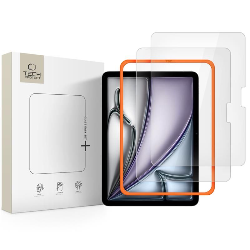 Tech-Protect Easy Set+ закалено стъкло за iPad Air 11 (6/7/8/2024-2026), 2 броя, прозрачно - Tech-Protect Easy Set+ закалено стъкло за iPad Air 11 (6/7/8/2024-2026), 2 броя, прозрачно - 5906302368907