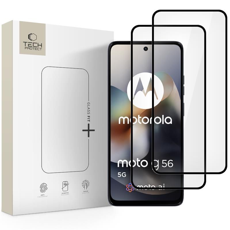 Tech-Protect Glass Fit+ закалено стъкло за Motorola Moto G56 5G (2 бр., черно) - 5906302368969