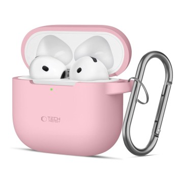 TECH-PROTECT силиконов кейс с карабинер за Apple AirPods 4 Dusty Pink