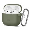 TECH-PROTECT силиконов калъф с карабинер за Apple AirPods 4, маслинено зелено - TECH-PROTECT силиконов калъф с карабинер за Apple AirPods 4, маслинено зелено - 5906302370085