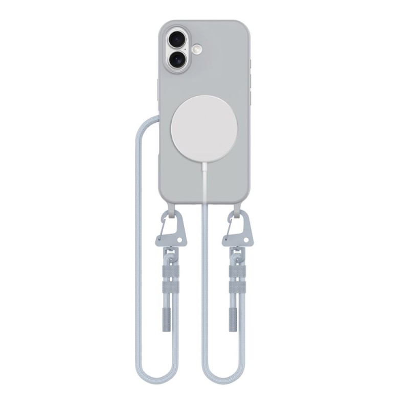 Tech-Protect Magnecklace MagSafe за iPhone 16, Crayon Grey (с каишка) - Tech-Protect Magnecklace MagSafe за iPhone 16, Crayon Grey (с каишка) - 5906302370320