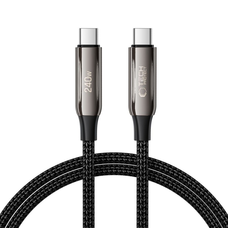TECH-PROTECT UB10T ULTRABOOST USB-C кабел PD 240W / QC 4.0, 100 см, черен - TECH-PROTECT UB10T ULTRABOOST USB-C кабел PD 240W / QC 4.0, 100 см, черен - 5906302370603