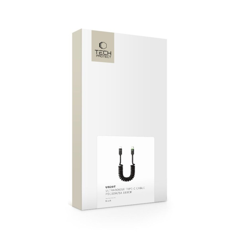 TECH-PROTECT UB20T ULTRABOOST USB-C кабел PD 100W / 5A, 180 см, черен - TECH-PROTECT UB20T ULTRABOOST USB-C кабел PD 100W / 5A, 180 см, черен - 5906302370627