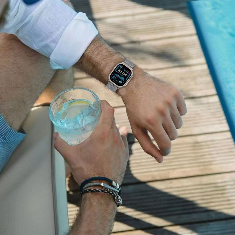 TECH-PROTECT MILANO за Apple Watch 8 / 9 / 10 / 11 / SE / ULTRA (44 / 45 / 46 / 49 мм) ТИТАН - 5906302370634