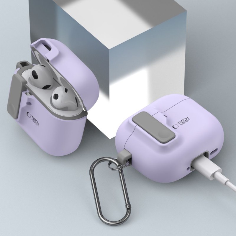 Tech-Protect Slim Hook кейс за Apple AirPods 4 лавандула - Tech-Protect Slim Hook кейс за Apple AirPods 4 лавандула - 5906302371181