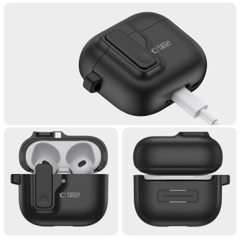TECH-PROTECT SLIM HOOK Калъф за Apple AirPods 4 Черен TECH-PROTECT SLIM HOOK Калъф за Apple AirPods 4 Черен