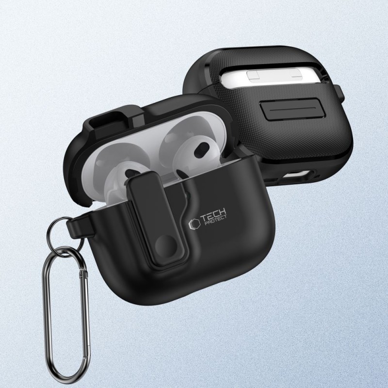 TECH-PROTECT SLIM HOOK Калъф за Apple AirPods 4 Черен - TECH-PROTECT SLIM HOOK Калъф за Apple AirPods 4 Черен - 5906302371198