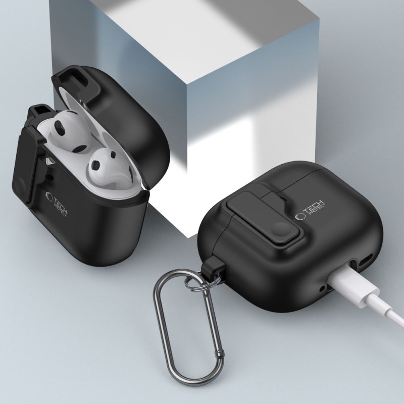 TECH-PROTECT SLIM HOOK Калъф за Apple AirPods 4 Черен - TECH-PROTECT SLIM HOOK Калъф за Apple AirPods 4 Черен - 5906302371198