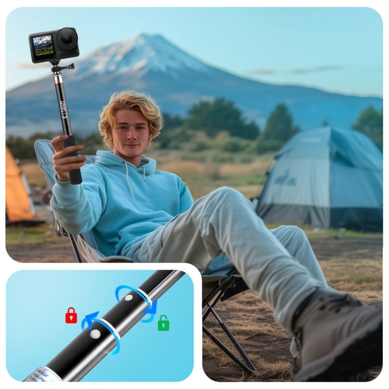 TECH-PROTECT GA100 Монопод & Selfie стик за GoPro / DJI / Insta360 BLACK - 5906302371747