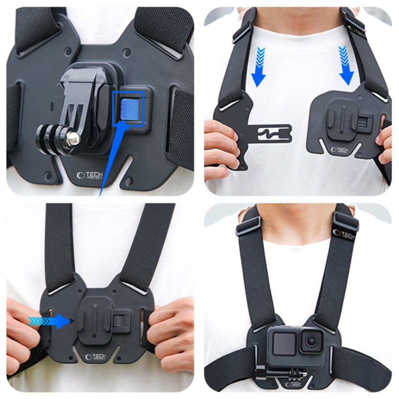 TECH-PROTECT GA100 монтаж на гърдите за GoPro / DJI / Insta360 (черен) - TECH-PROTECT GA100 монтаж на гърдите за GoPro / DJI / Insta360 (черен) - 5906302371761