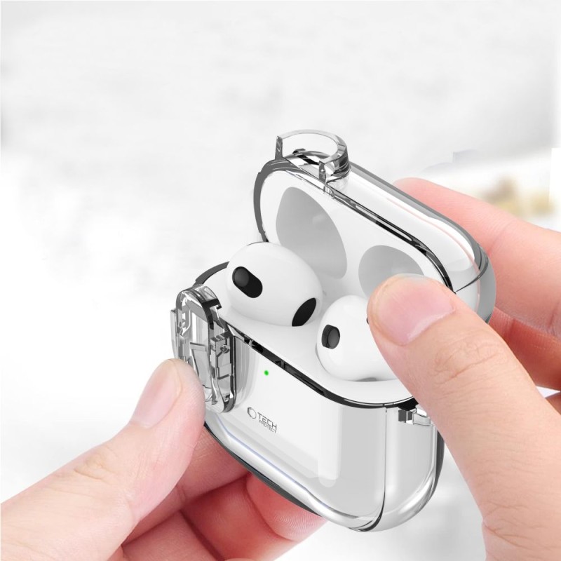 TECH-PROTECT SLIM HOOK калъф за Apple AirPods 4 прозрачен - TECH-PROTECT SLIM HOOK калъф за Apple AirPods 4 прозрачен - 5906302371792