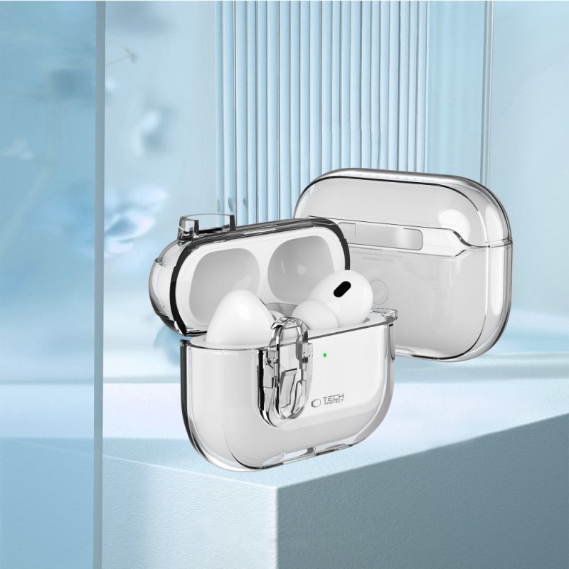 Tech-Protect Slim Hook калъф за Apple AirPods Pro 1 / 2 – прозрачен - Tech-Protect Slim Hook калъф за Apple AirPods Pro 1 / 2 – прозрачен - 5906302371808