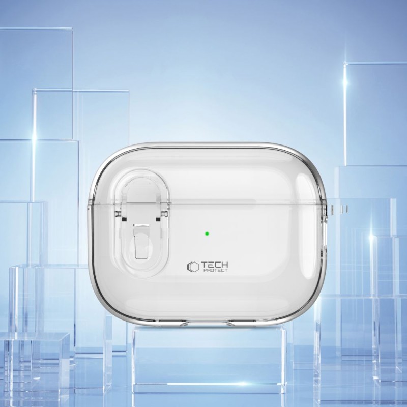 Tech-Protect Slim Hook калъф за Apple AirPods Pro 1 / 2 – прозрачен - Tech-Protect Slim Hook калъф за Apple AirPods Pro 1 / 2 – прозрачен - 5906302371808