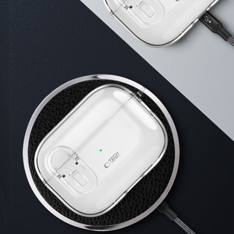 Tech-Protect Slim Hook калъф за Apple AirPods Pro 1 / 2 – прозрачен - Tech-Protect Slim Hook калъф за Apple AirPods Pro 1 / 2 – прозрачен - 5906302371808