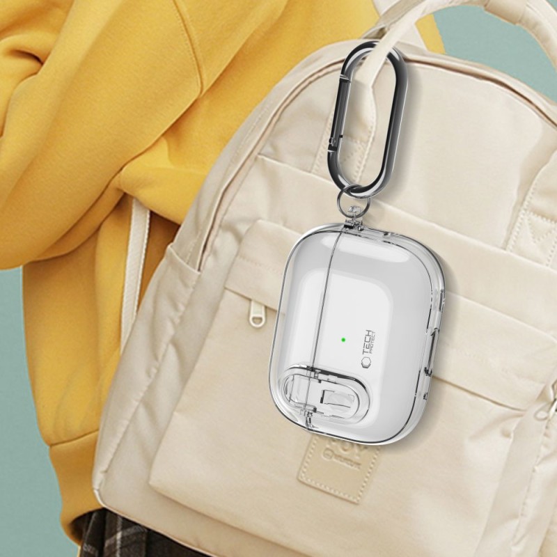 Tech-Protect Slim Hook калъф за Apple AirPods Pro 1 / 2 – прозрачен - Tech-Protect Slim Hook калъф за Apple AirPods Pro 1 / 2 – прозрачен - 5906302371808