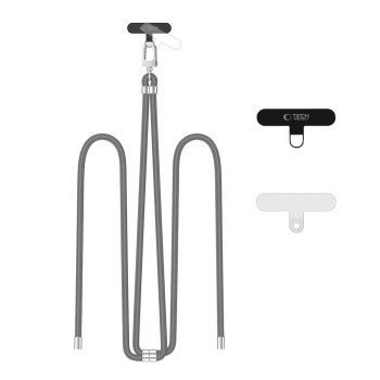 Tech-Protect C7S Сейфтроп презрамка за телефон с въже Crayon Grey/Silver
