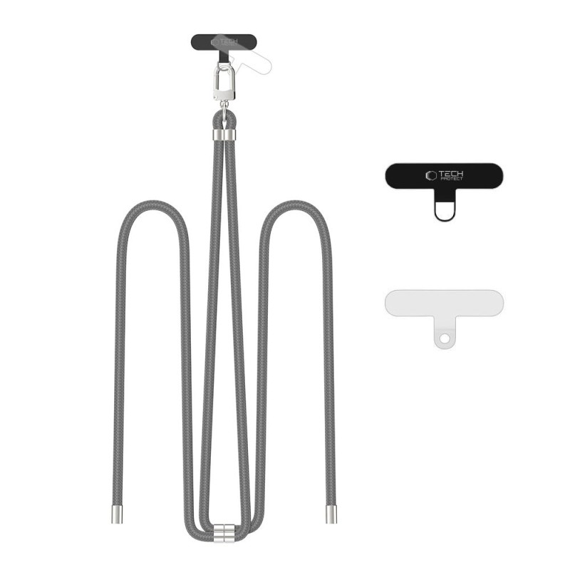 Tech-Protect C7S Сейфтроп презрамка за телефон с въже Crayon Grey/Silver - 5906302371983