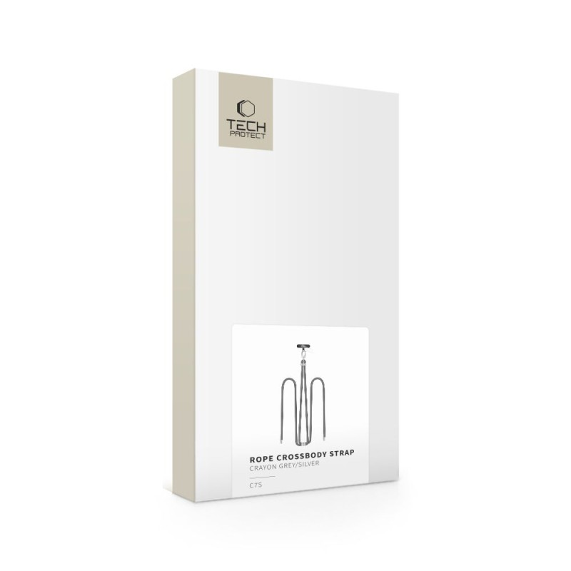 Tech-Protect C7S Сейфтроп презрамка за телефон с въже Crayon Grey/Silver - 5906302371983